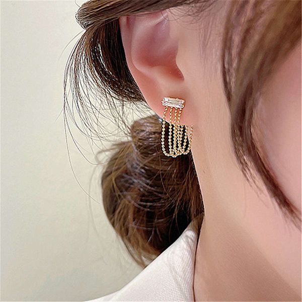 

rhinestone tassel long earrings female temperament net red earrings simple atmosphere