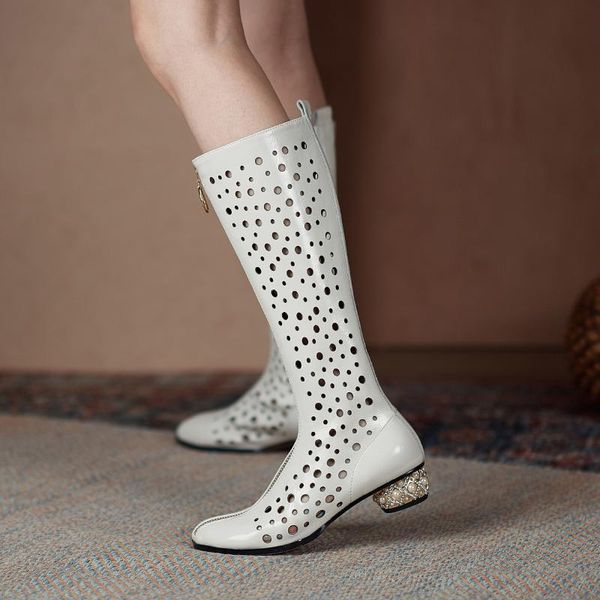 

summer knee high boots woman comfortable sandals low stage heels casual party shoes large size 34-44, Black