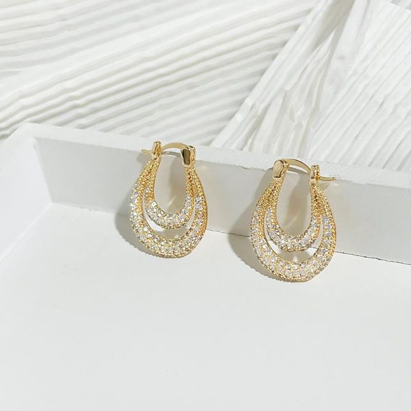 

stud the 2021 earrings female temperament europe ins fashionable metal ellipse with double circle, Golden;silver