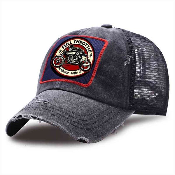 

outdoor snapback full throttle cafe racer trucker hat breathable street baseball caps sport cotton mesh golf cap, Blue;gray