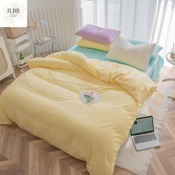 

bedding sets solid color yellow quilt cover pillowcase bed flat sheets modern duvet twin full single girls bedclothes