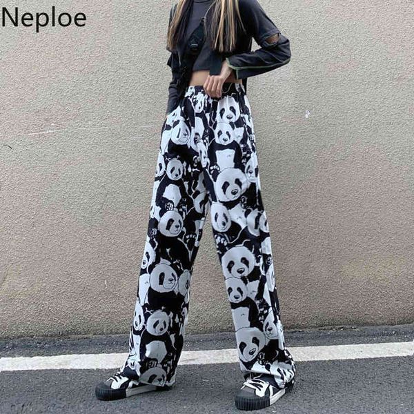 Neploe Sweatpants mulheres Harajuku Calças de pernas largas coreanas Alta cintura Calças retas Chic Imprimir Streetwear Pantalon 4G672 210422