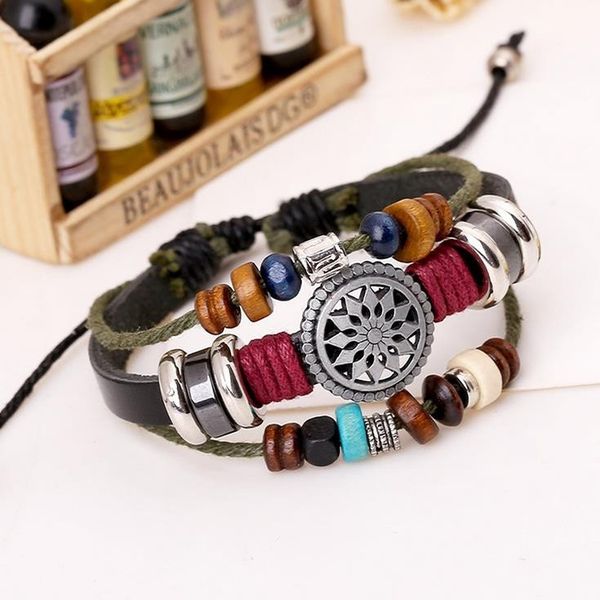 

party favor chrome/hearts bracelet maya sun zenghan banrui personality punk woven rope cross ship anchor skull