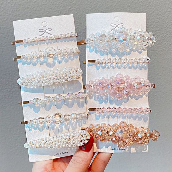 

2/3pcs/set new women luxury shining rhinestone pearls hairpins elegant sweet hair clips barrettes fashion hair accessories, Golden;silver