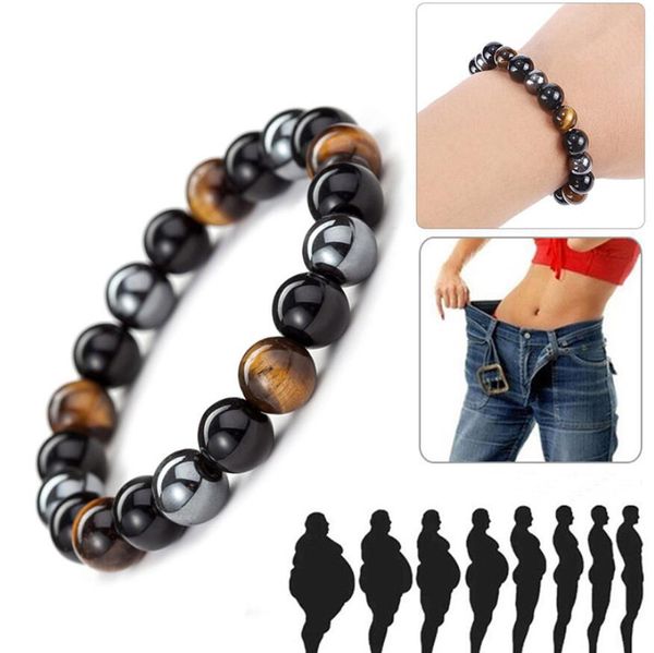 

natural obsidian stone braceket magnet tiger eye beaded bracelets slimming bracelet healthy weight loss jewelry women men, Black