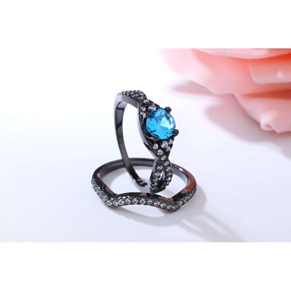 

korean white copper gold couple set pair ring, Black