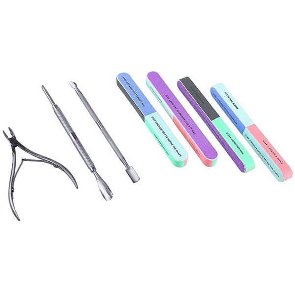 

nail art kits 3x pocket cuticle nipper pack contains trimmer & 6 file and buffer cosmetic manicure, 7 ways