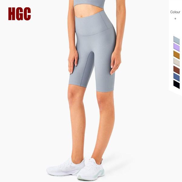 

yoga outfit hgc gym leggings women naked-feel high waist sports bermuda short fitness joggers no front seam running elastic bottoms