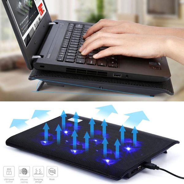 

lapcooling pads portable cooler with 6 fans for pad 2 usb ports adjustable speed computer fan base plate notebook pc qjy9
