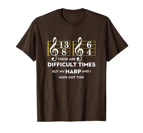 

musician gifts harp shirt these are difficult times t-shirt, White;black