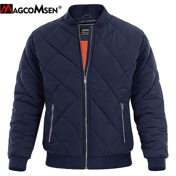 

magcomsen winter thick bomber jacket men pilot coat casual varsity fashion baseball outerwear padded army military 210811, Black;brown