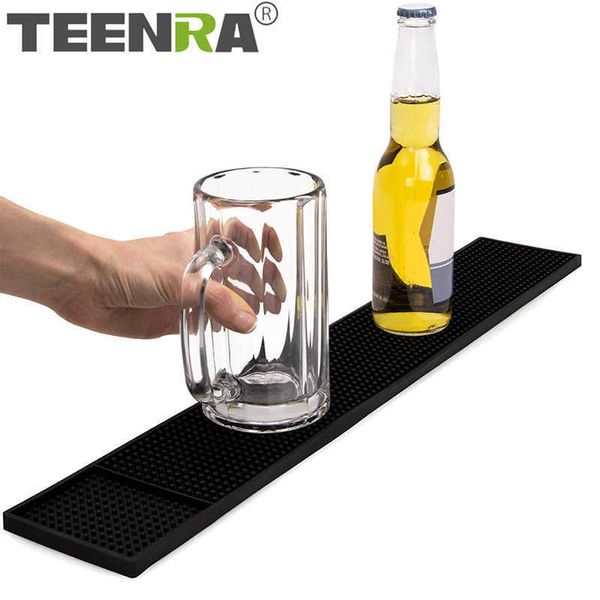 Teenra retângulo bar esteira pvc cerveja bar mat bebendo mesa de borracha placemat copo mat coaster à prova de água coaster 210706