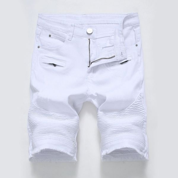 Verão Novos Homens Denim Shorts Street Roupa Personalidade Personalidade Slim Calças de Jeans Branco Vermelho Branco Male Marca Roupas 210329