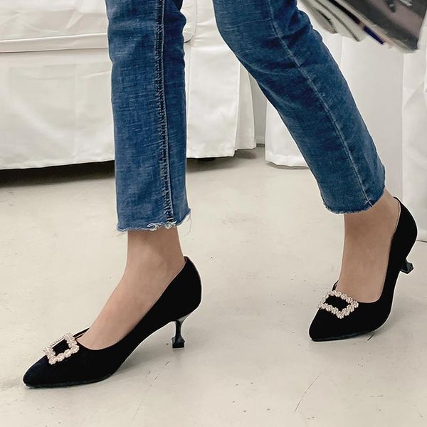 

dress shoes large sizes womens black crystal elegant women office thin high heels pumps mary janes zapatos mujer 12 43