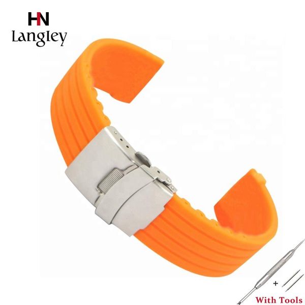 

watch bands silicone rubber band for women men wristwatch watches accessories 18mm 20mm 22mm 24mm comfortable straps wholesale, Black;brown