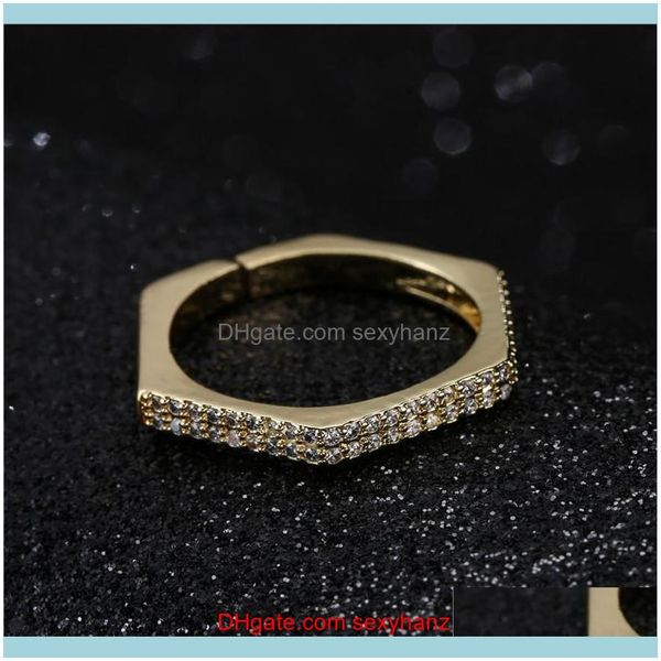 

jewelryvintage design irregular geometric ring luxury bling cz open female party jewelry aessories wholesale cluster rings drop delivery 202, Golden;silver