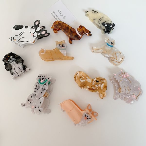 

korean acetic acid hairpin french cute grasping clip animal corky dog geometric hair fashion back head shark, Golden;silver