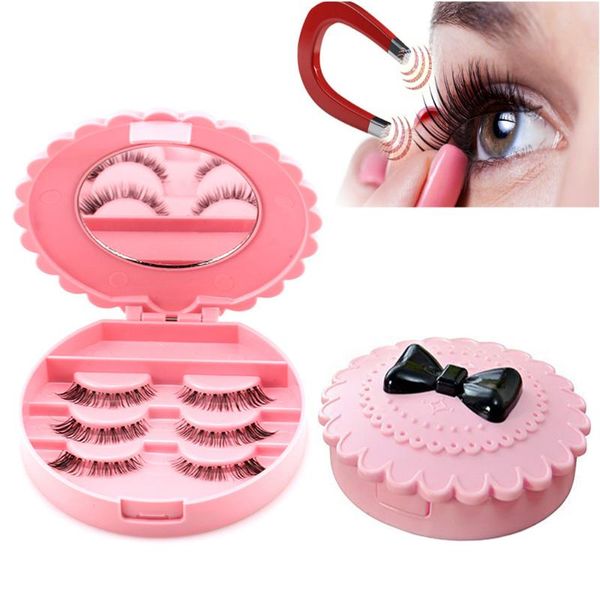 

eyebrow tools & stencils magnetic false eyelashes box packaging pink hygienic and convenient compact easy to take