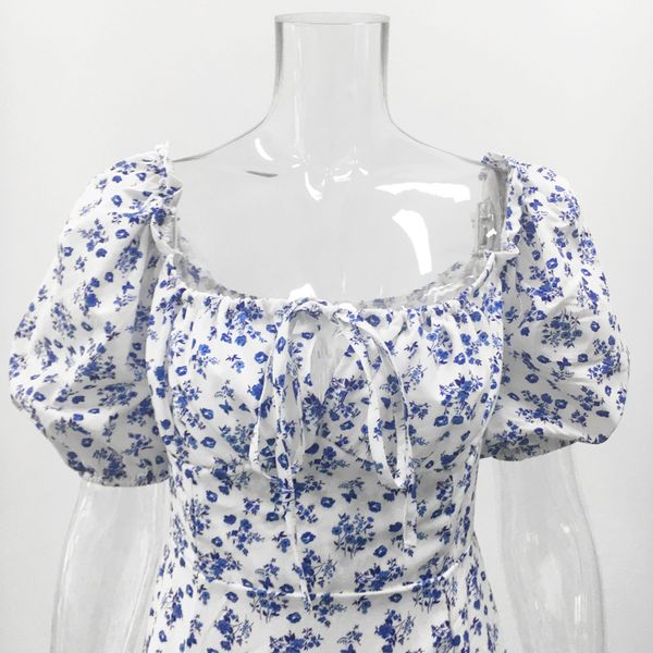 

2021glamm lady floral print casual midi party dresses for womens strapless autumn summer dress club bodycon dress puff vestidos, Black;gray