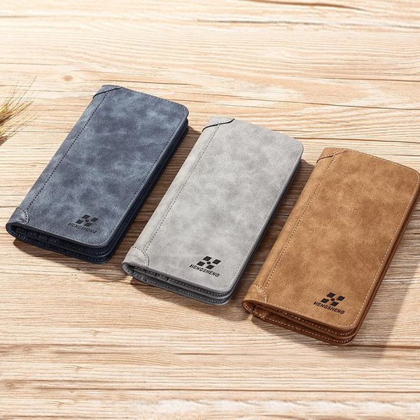 

purse long men's wallet 2021 retro casual korean clutch large capacity frosted card holder wallets, White