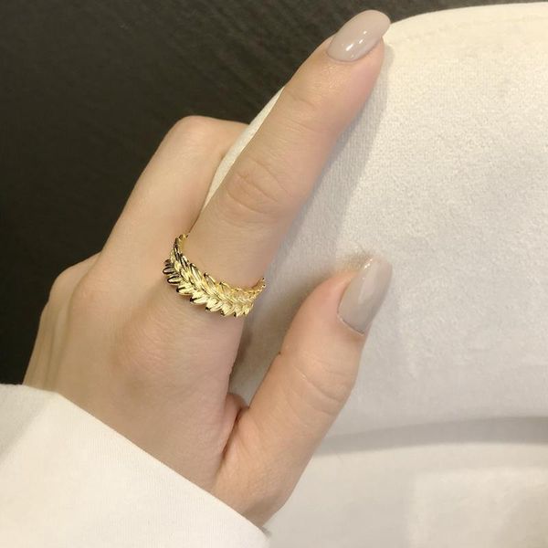 

cluster rings morivovog 925 sterling silver wheat ears original design chic fashionable for women office statement jewelry, Golden;silver