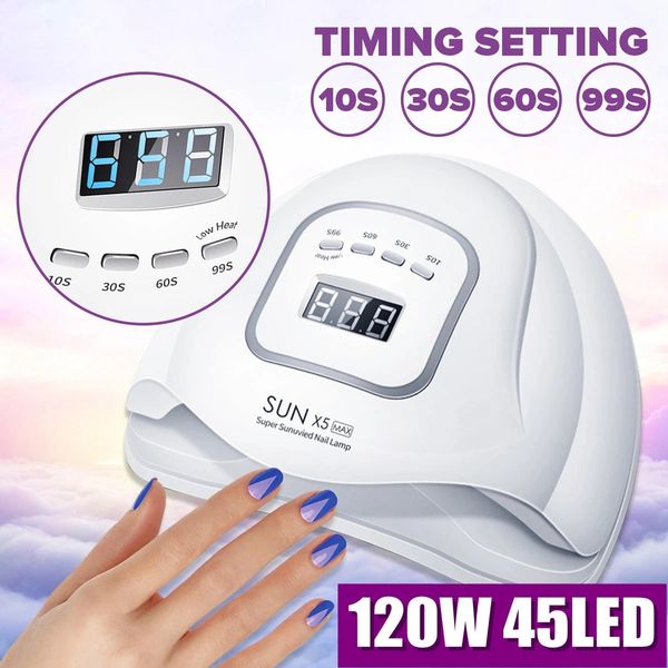 

sun x5 max 120w uv lamp gel dryer cure manicure machine nail art tools drying lcd display, Silver