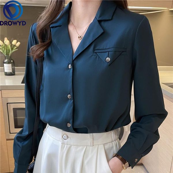

women's blouses & shirts long sleeve chiffon blouse shirt women blusas mujer de moda 2021 v-neck office shiort blusa, White
