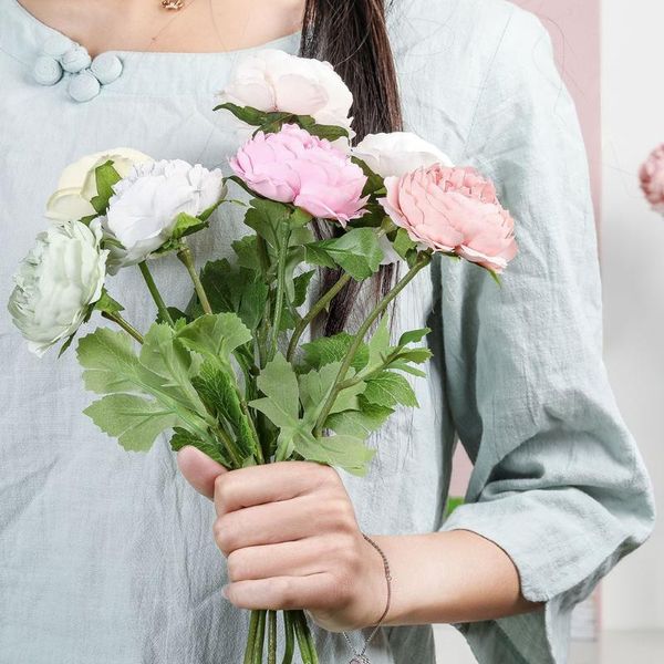 

artificial fake roses flannel flower bridal bouquet wedding party home decor simulation decoration#p30 decorative flowers & wreaths