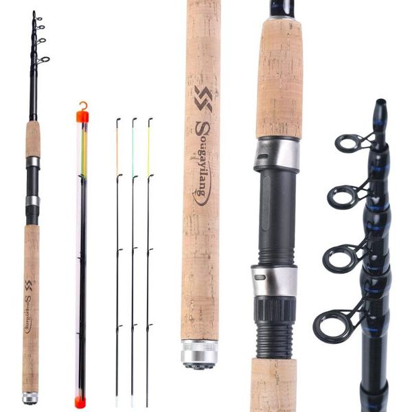 

sougayilang l m h power feeder fishing rod spinning /6 sections carbon fiber travel 3.0m 3.3m 3.6m with spare tip boat rods
