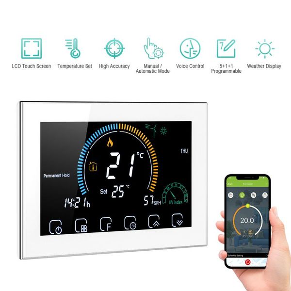 

smart home control 95-240v wi-fi programmable thermostat six period voice app backlight lcd water/gas boiler heating thermoregulator