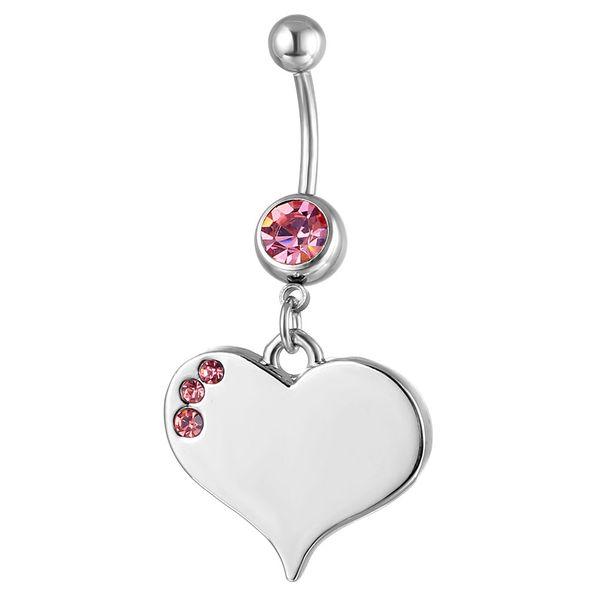 

d0680 heart belly navel button ring, Silver
