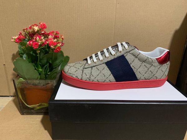 

2021 stripe new designer shoes ace embroidered mens real leather designer sneakers woman man casual ace shoes, Black