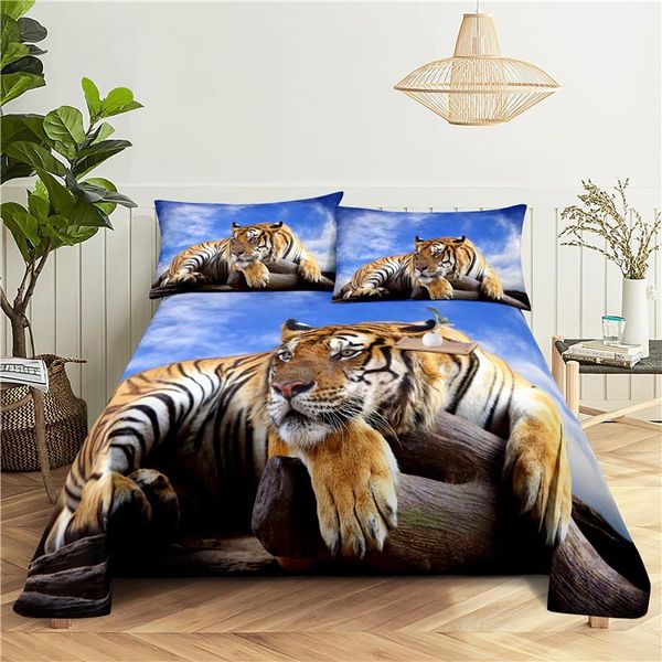 

sheets & sets mighty tiger 0.9/1.2/1.5/1.8/2.0m digital printing polyester bed flat sheet with case print bedding set