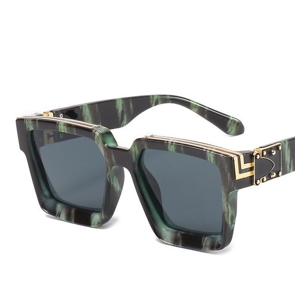 

sunglasses european and american fashion big frame with green markings metal street shooting catwalk glasses, White;black