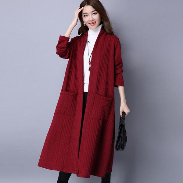 

women's trench coats vintage coat for women autumn winter 2021 warm thick long cardigan sweet pockets plus size, Tan;black