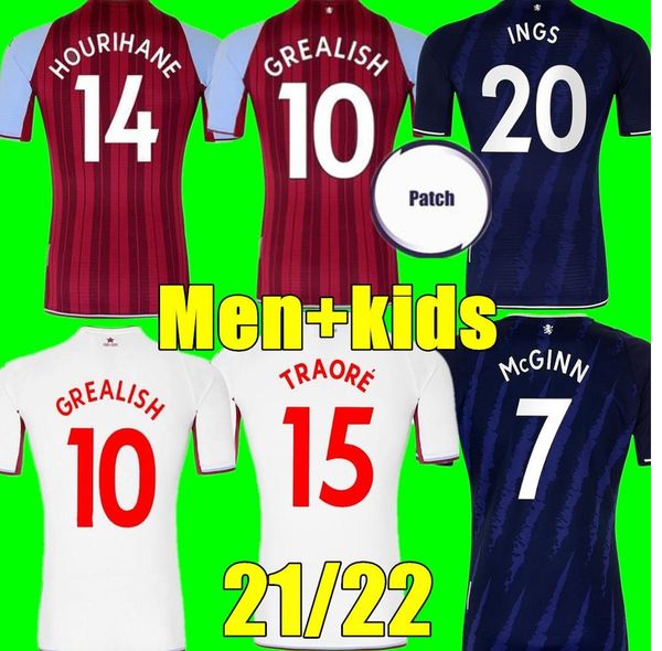 

men + kids kit grealish watkins buendía soccer jerseys 21 22 home away mcginn aston el ghazi wesley villa douglas luiz mings konsa cash m.tr, Black