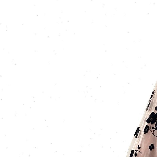 

floral tutu tulle mesh womens skirts spring high waist flower print overlay layered a line midi skirt female clothes, Black