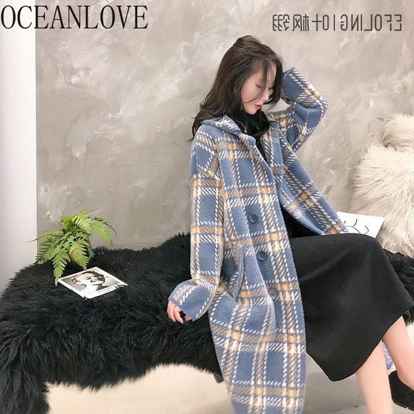 Winter wolle Mantel Frauen Dicke Elegante Einreiher Abrigos Invierno Koreanische Warme Lange Chaqueta Mujer 18417 210415