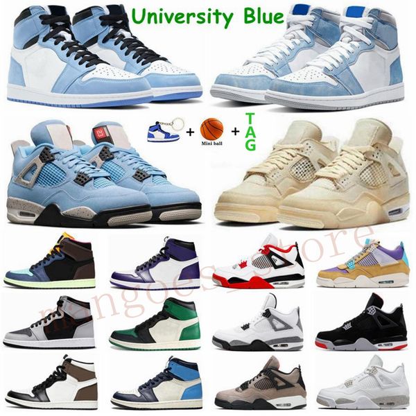 

university blue 1s jumpman 1 basketball shoes black cat bred 4 4s hype royal unc obsidian white cement what the sail guava ice sports mens w