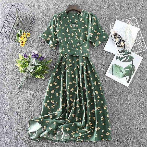 

wwenn summer women casual flower sundress fashion lady red half sleeve lacing-up v neck midi dress beach party vestidos flora 210507, Black;gray