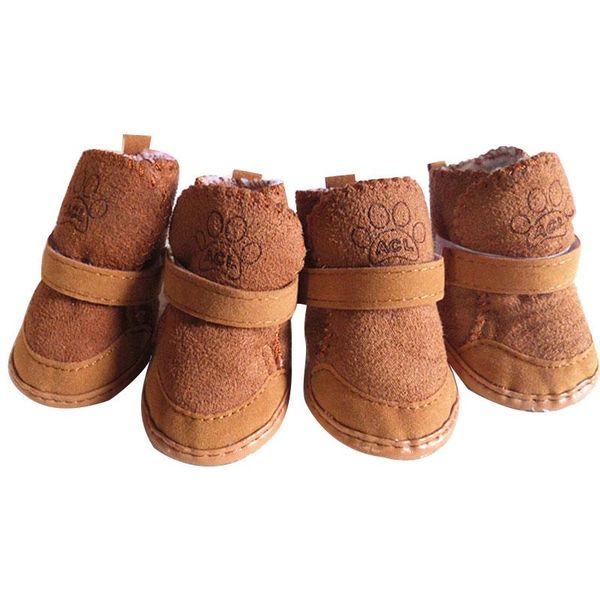 

dog apparel 4pcs/set cute boots winter warm shoes snow walking cotton blend puppy sneakers pet supplies