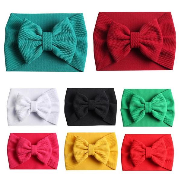 

hair accessories 1pc turban big bowknot headband for girls headwrap textured fabric elastic kids diy band, Slivery;white