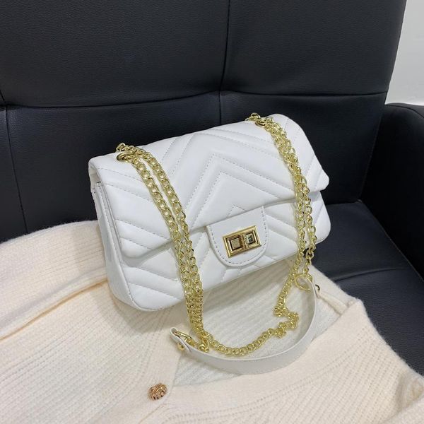 

evening bags v-shaped stripes pu leather chain shoulder crossbody for women 2021 designer women's trend handbags sac a main