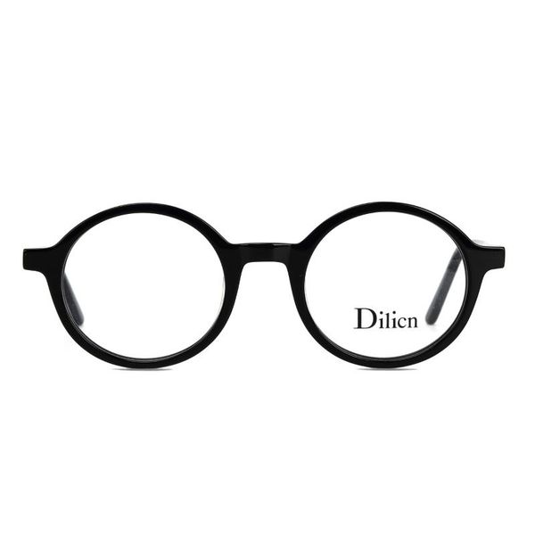 

fashion sunglasses frames dilicn 1001 round style acetate frame, Black