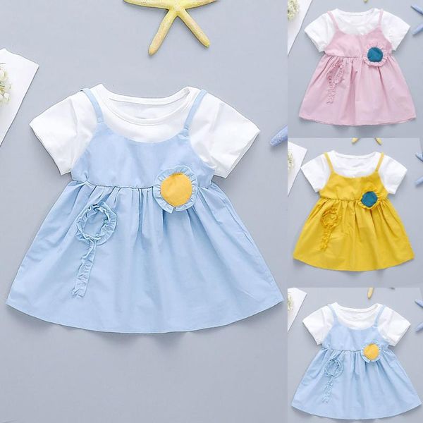 

girl's dresses toddler kids baby girls floral sunflower princess dress outfits clothes short sleeve children's costume for, Red;yellow