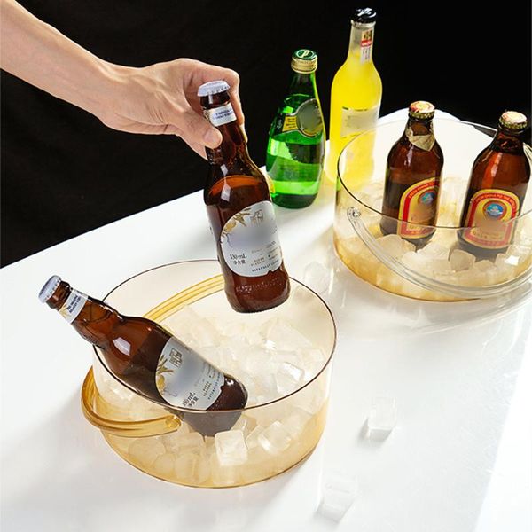 

dishes & plates nordic fruit basket transparent ice wine bucket salad bowl snack plate platter kitchen bowls storage with handle