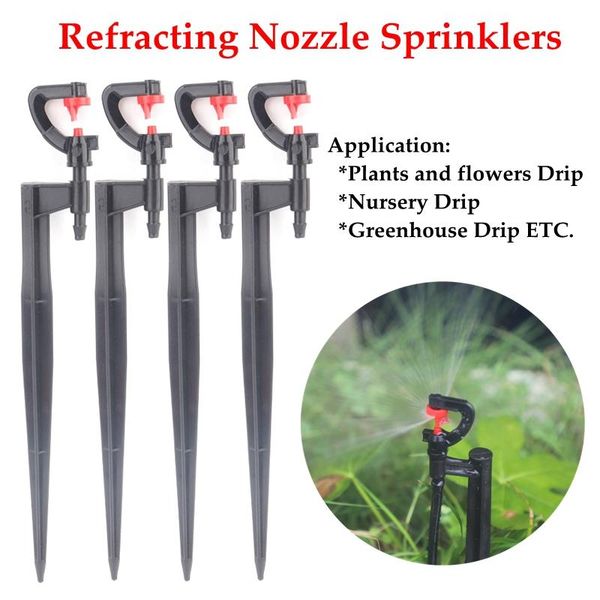 

watering equipments 4pcs black red g-type rotary nozzle irrigation sprinkler support spike sprinklers stakes garden water connectors