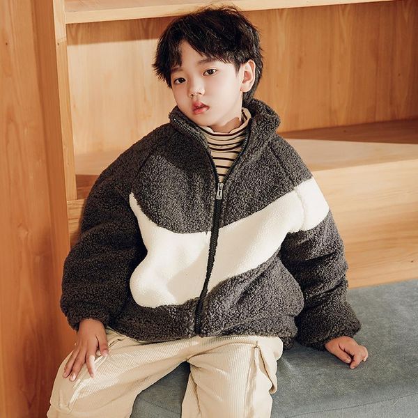 

jackets boys coats outwear 2021 fuzzy plus velvet thicken warm winter autumn fleece cotton christmas gifts children's clothi, Blue;gray