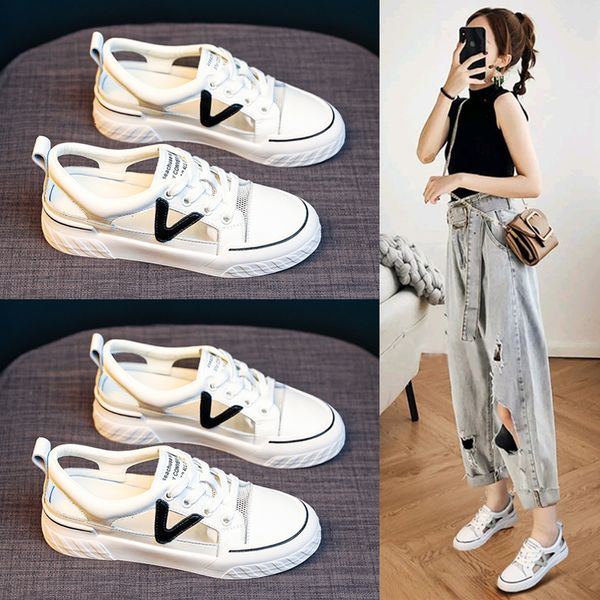 

sandals summer web celebrity small white shoes hollow breathing movement fairy fashion women's leisure ki5n, Black