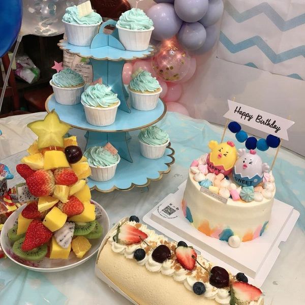 

other event & party supplies 3-layer cupcake stand round cardboard holder foldable decoration for wedding birthday dessert table